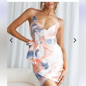 Selfie Leslie Bebe Cowl Neck Wrap Watercolor Dress XL